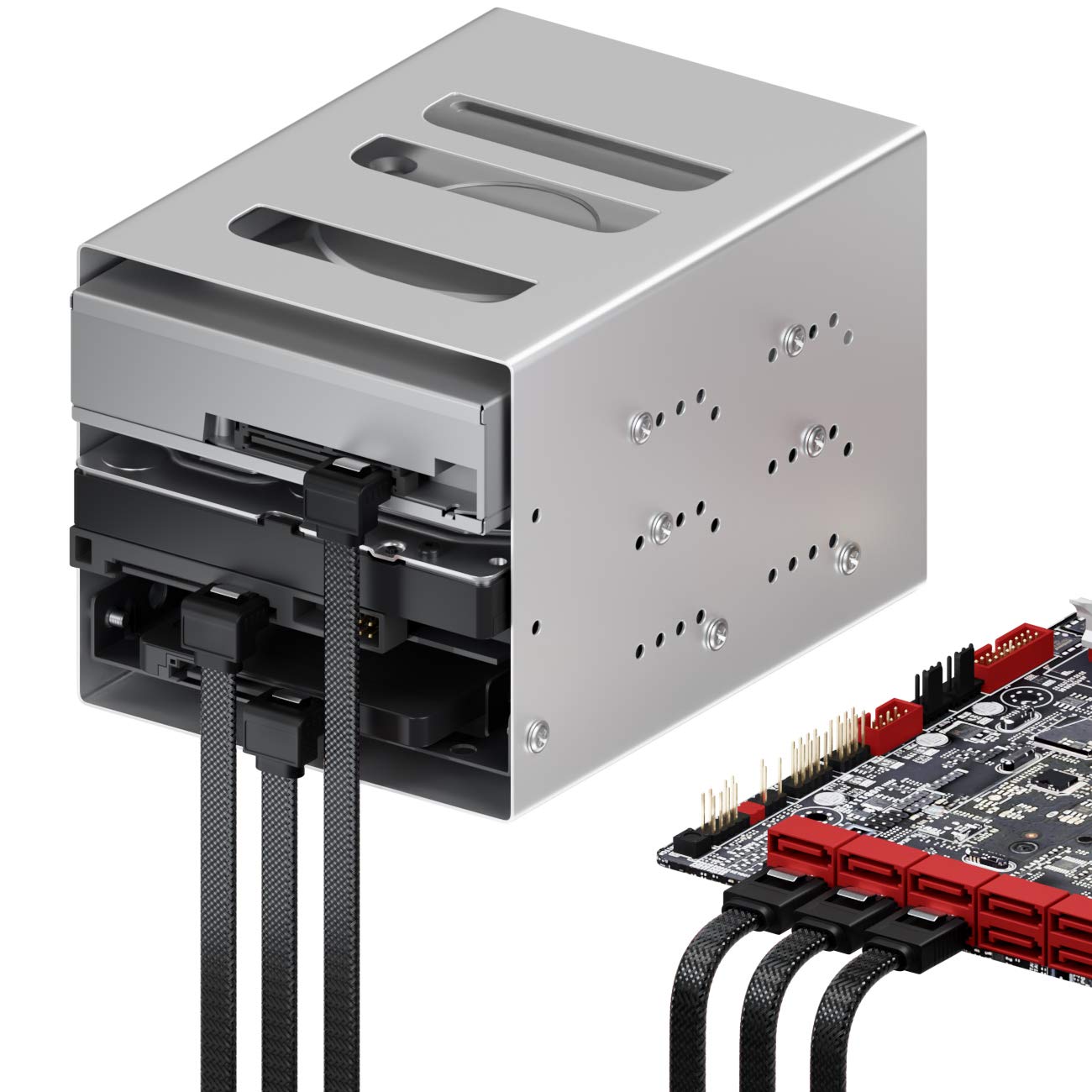 deleyCON 3x 30 cm Kabel SATA 3 Zestaw Nylonowy Kabel Danych 6 Gbit/s Kabel Połączeniowy SATA III Kabel Połączeniowy Serial ATA Płyty Głównej i Dysku Twardego HDD SSD 1 Wtyk S-ATA L Kątowy 90° Czarny