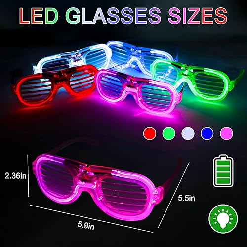 Miniatura 2 de 5 lentes LED que brillan en la oscuridad para adultos y niños, 5 colores que brillan en la oscuridad, accesorios de neón para suministros de fiesta