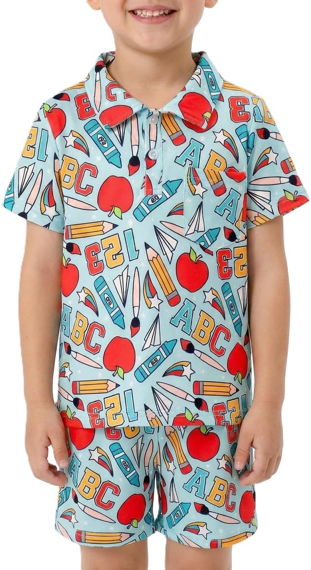 Unique Baby Boys 2 Piece Polo Shirt and Shorts Set Short Sleeve Collared Top Coordinating Shorts Toddler Little Kids