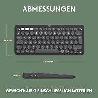 Logitech Pebble Keys 2 K380s Vezeték nélküli Bluetooth Billentyűzet, Többeszközös, Testreszabható Gombok, Slim, Grafitszürke, Windows, macOS 10