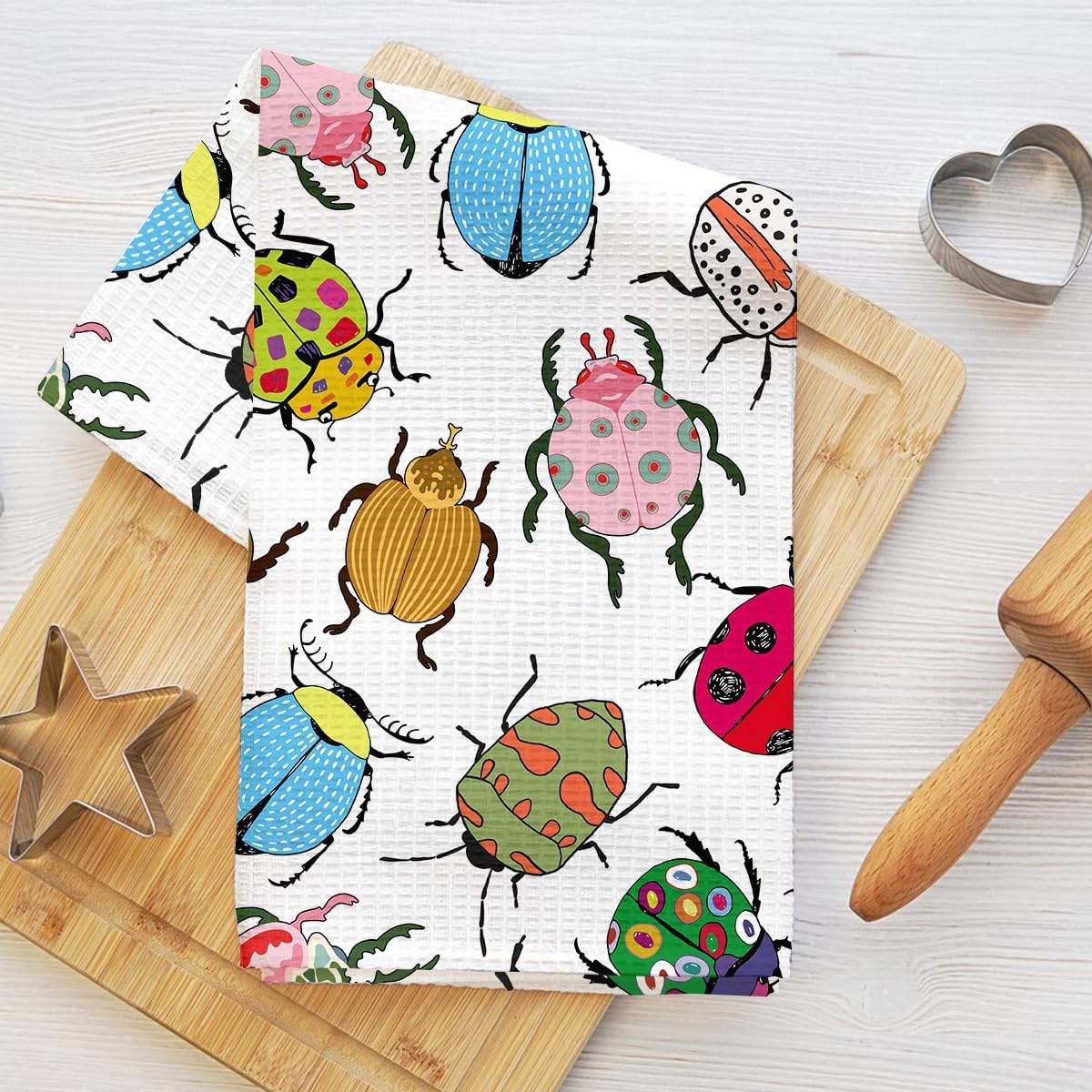 Beetle Kitchen Towels, Beetles Dish Towels for Kitchen, Insect Highly Absorbent Hand Towel Tea Towel, 16 x 25 Inch Drying Towel Housewarming Gifts Animal Lovers Gifts for Women Girls Bestie