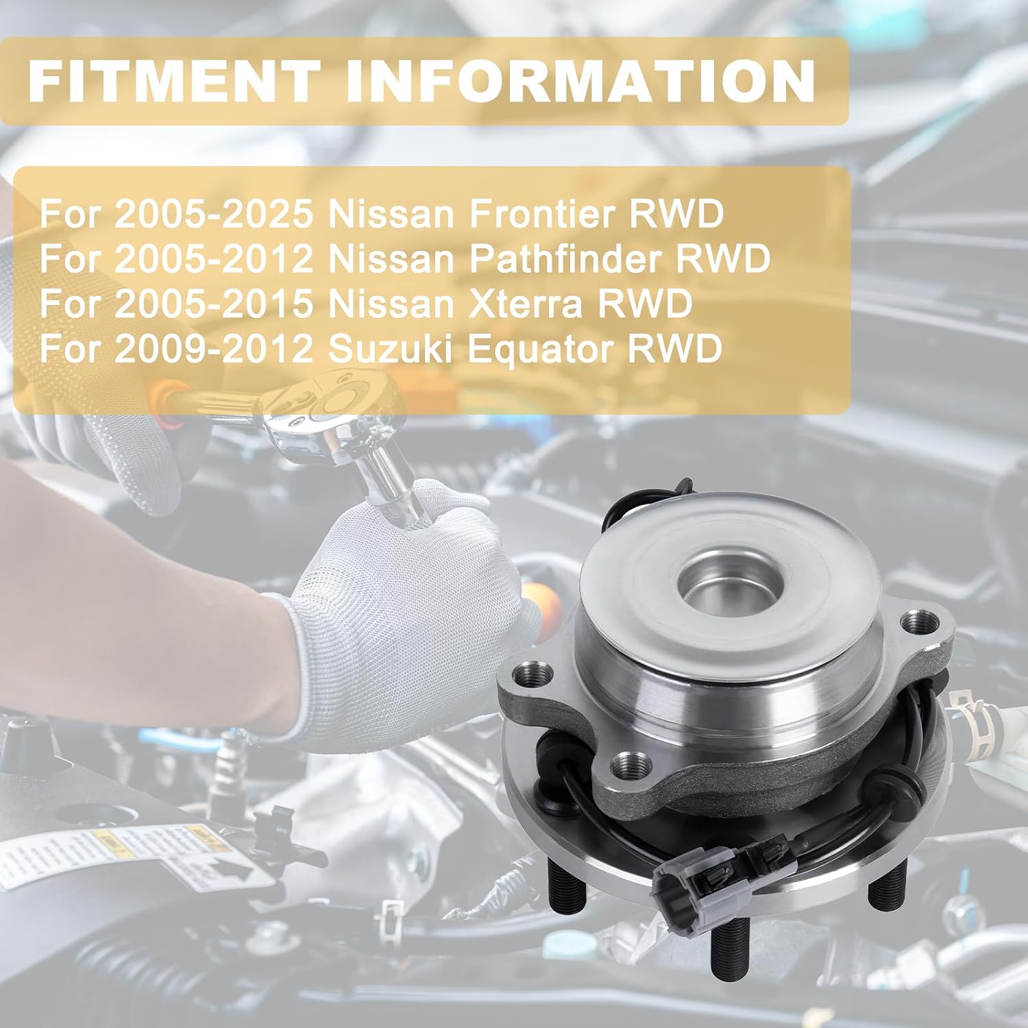 515064 Pair 2 Front Wheel Bearing and Hub Assembly for 2WD 2005-2025 Nissan Frontier, 2005-2012 Pathfinder, 2005-2015 Nissan Xterra, 2009-2012 Suzuki Equator