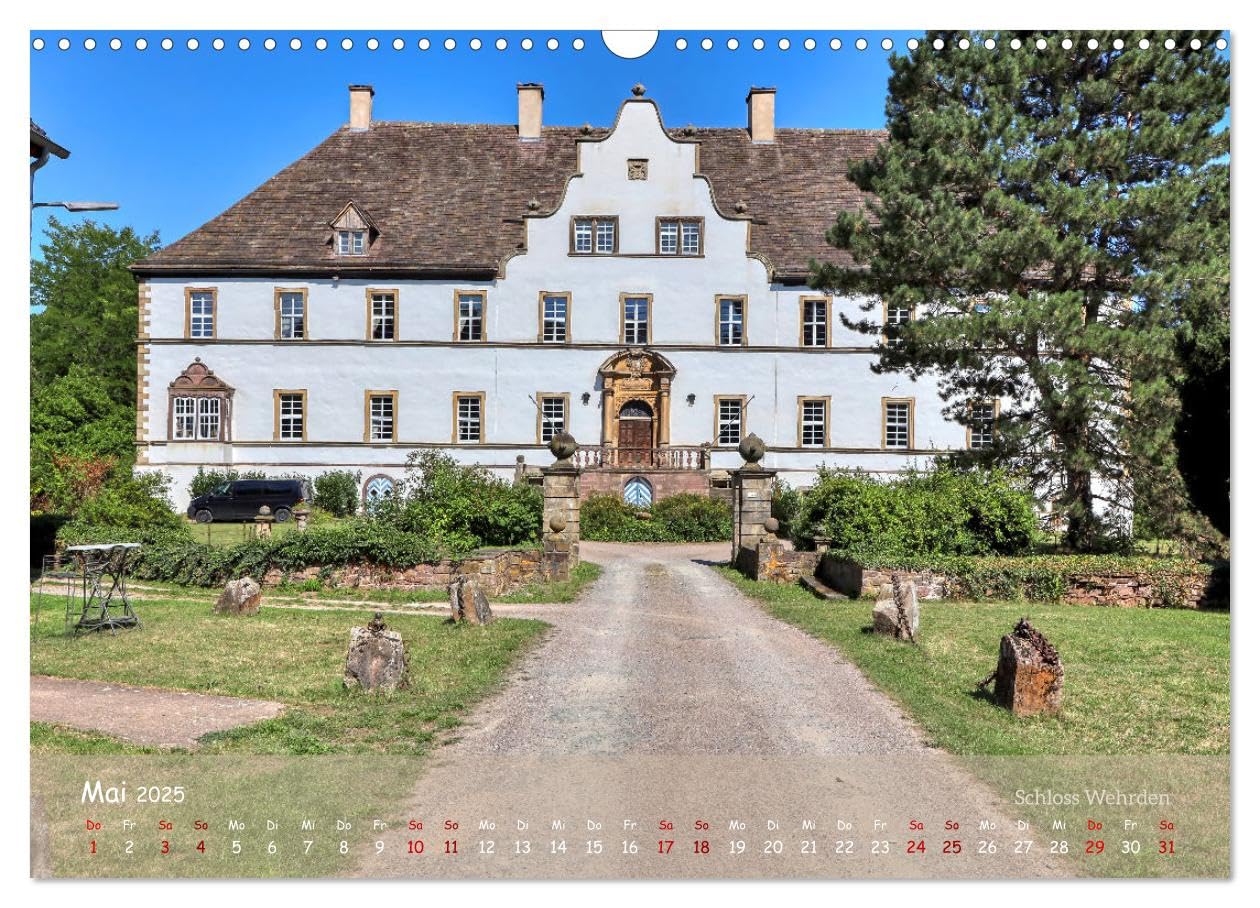 Burgen, Schlösser, Herrenhäuser im Weserbergland (Wandkalender 2025 DIN A3 quer), CALVENDO Monatskalender: Zauberhafte Impressionen der Weserrenaissance (CALVENDO Orte)