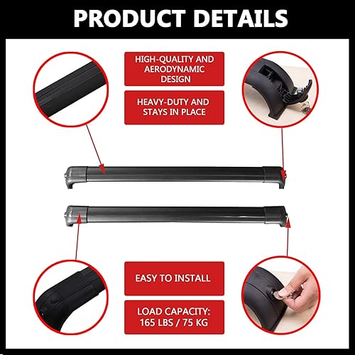 Miniatura 5 de ROKIOTOEX Barras transversales para portaequipajes de techo Discovery 3 LR3 2005-2009, Discovery 4 LR4 2010-2016, barras transversales para equipaje