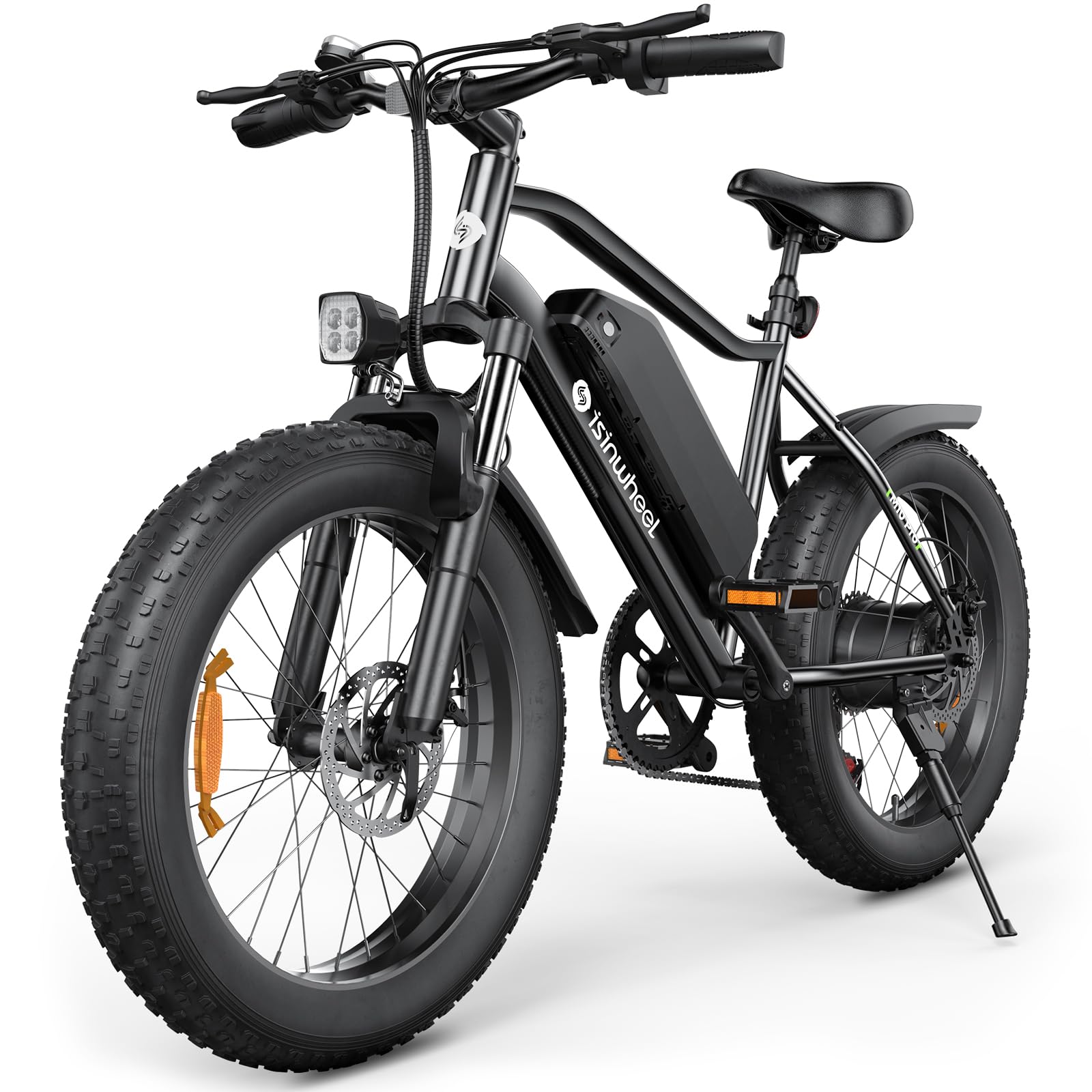 isinwheel M10 Pro Electric Bike, 1000W Peak Motor, 22 MPH 20"x4" Fat Tire Ebike, USB Phone Charging Port, 10.4Ah Removable Battery, 7-Speed Electric Dirt Bike for Adults, Teens & Women Black