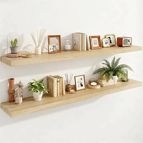 Miniatura 22 de IAE Estantes flotantes de pared de nogal de 16 pulgadas, estantes de baño montados en la pared, estante invisible, estantes flotantes de cocina,