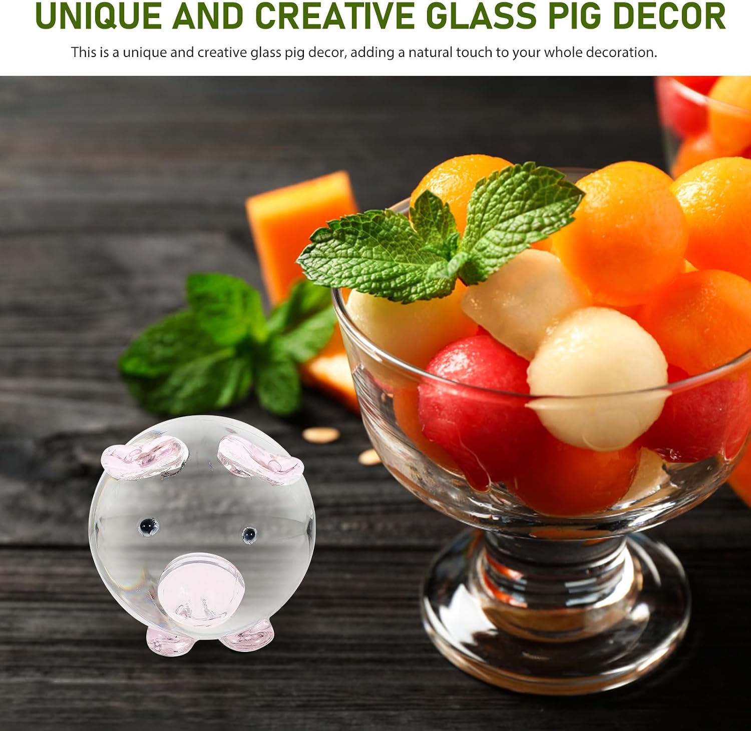 Veemoon Glass Pig Figurine Crystal Animal Statue Desktop Ornament for Bedroom Living Room Dining Tabletop 1.57 X 1.57 X 1.37 in Collectible Home Decor Accent image 3