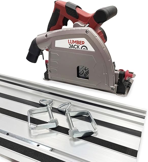 165mm Plunge Saw, Track Saw with 2 x 700mm Guide Rails Connector & Clamps
