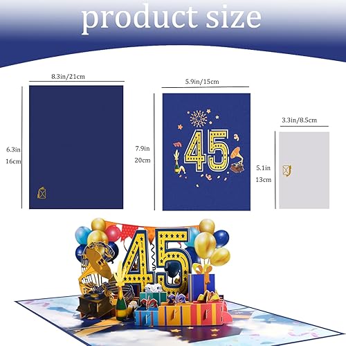 Miniatura 7 de Magic Ants Tarjeta de cumpleaños número 45 y aniversario, tarjeta de feliz cumpleaños 45 para mujeres, hombres, esposa, marido, mamá, papá, ella,
