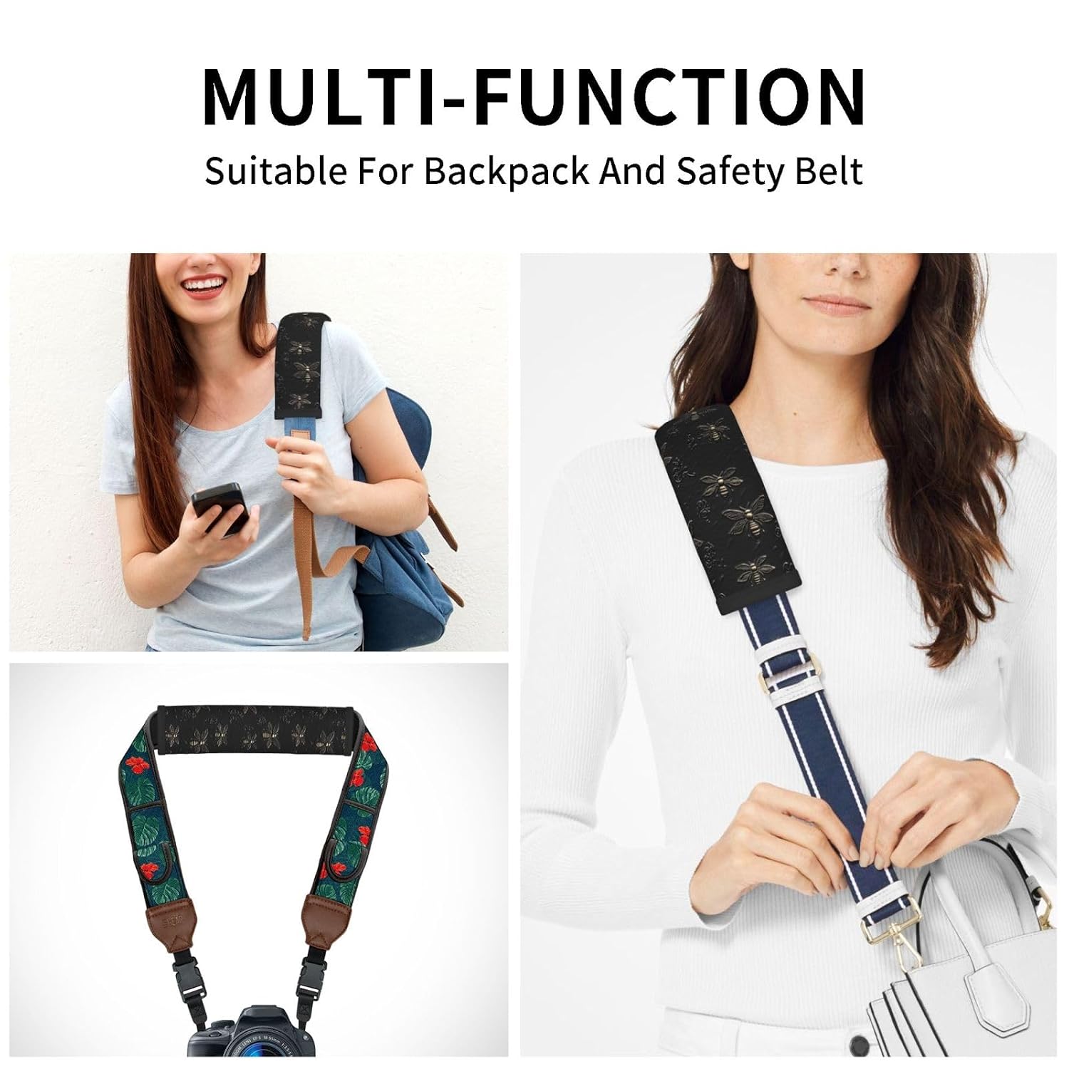 Elegant Bees 2 Pack Car Seat Belt Cover Pads Pram Strap Covers Automotive Seatbelt Universal Soft Comfortable for Men Women Adults
