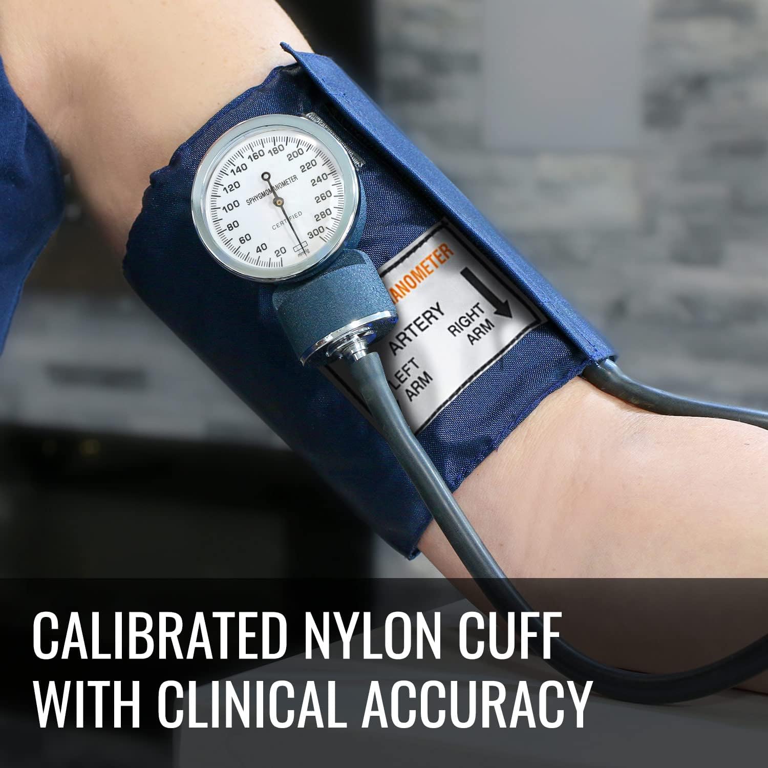 MABIS Aneroid Sphygmomanometer Manual Blood Pressure Monitor with Calibrated Nylon Cuff, Adult Size, Blue