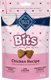 Blue Buffalo Bits Soft Chewy Valentine's Dog Treats - Heart-Shaped Chicken Recipe, Natural Bites, 4.5 oz