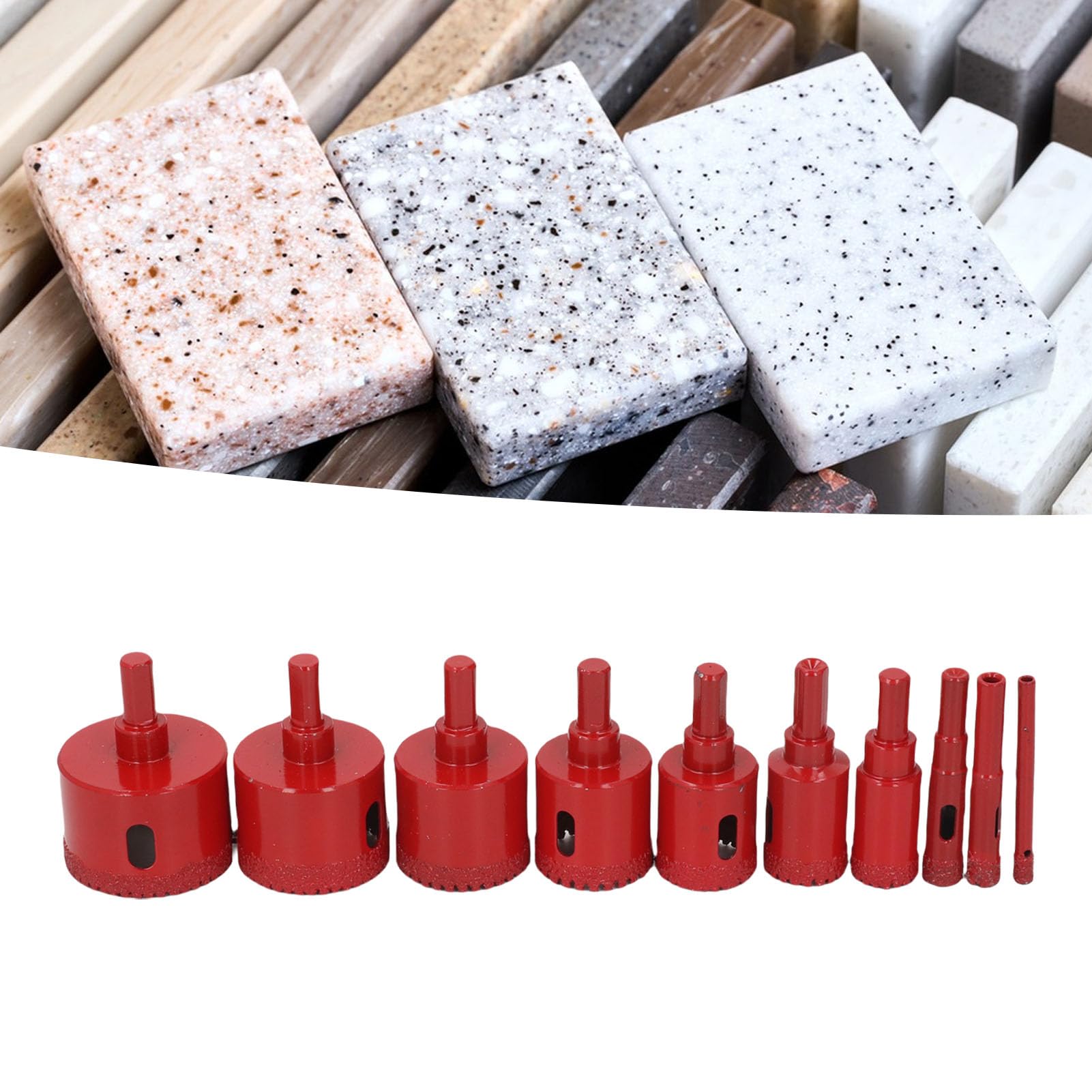 Fabater 10-częściowy Zestaw Trwałych wierteł Diamentowych do Płytek Ceramicznych, Umożliwiających Wydajne Cięcie dla Profesjonalistów Ceramiki, Szkła, Gipsu, Drewna, Marmuru i Granitu