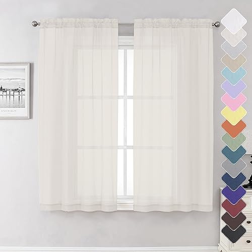 Miniatura 10 de Cortinas traslúcidas negras de 36 pulgadas para cocina, juego de 2 piezas, doble bolsillo para barra, cortina pequeña para dormitorio, elegante sala