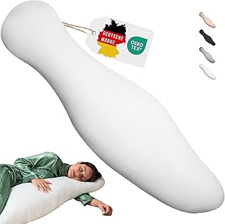 ergonomisches Seitenschläferkissen - entlastet Schulter, Rücken & Hüfte - individuell befüllbar - für alle Seitenschläfer & Schwangere - 100% Baumwolle, waschbar & Oeko-TEX (Weiß)