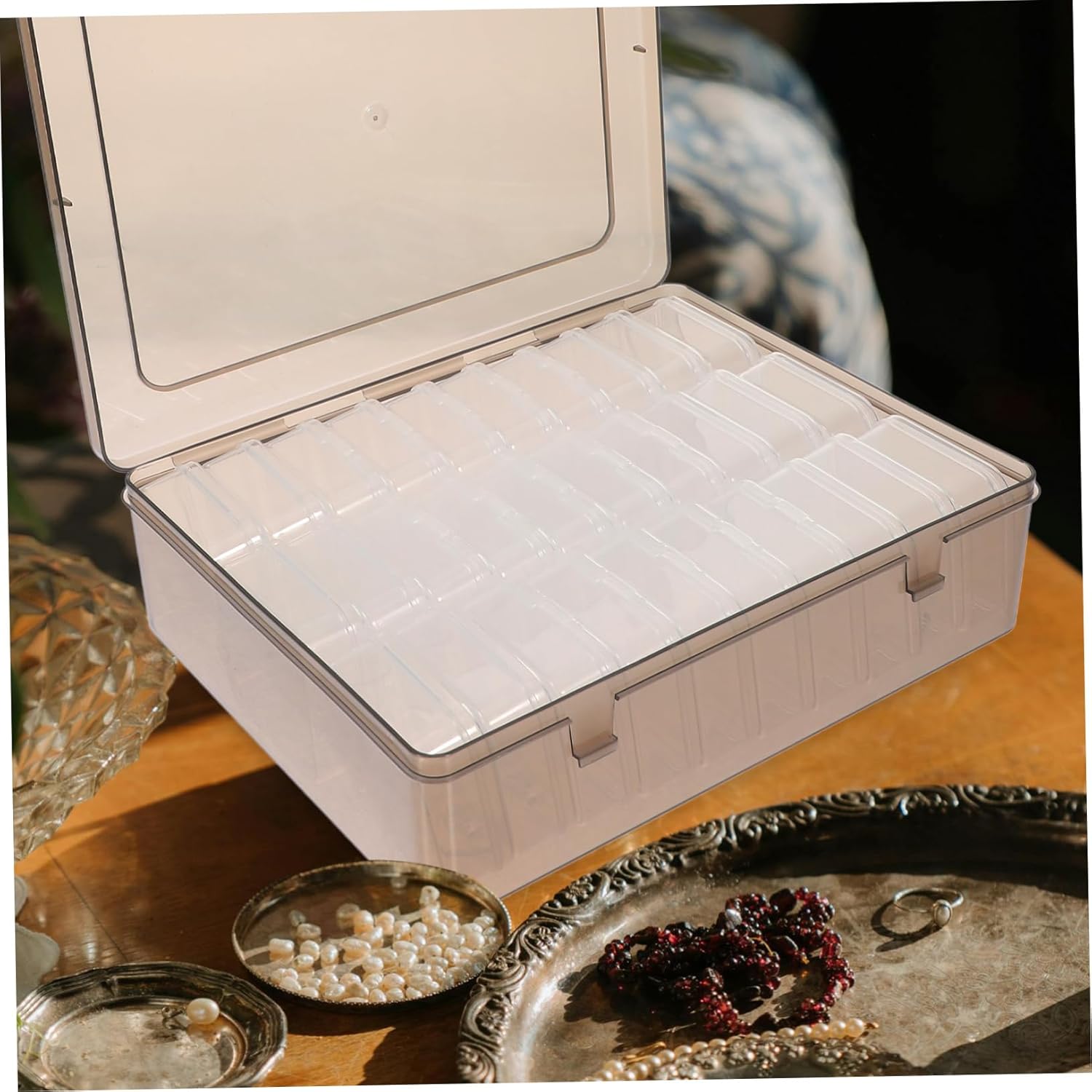 ULTECHNOVO Compact Plastic Organizer Box for Beads Jewelry and Craft Supplies Storage Container for Efficient Organization and Space-saving