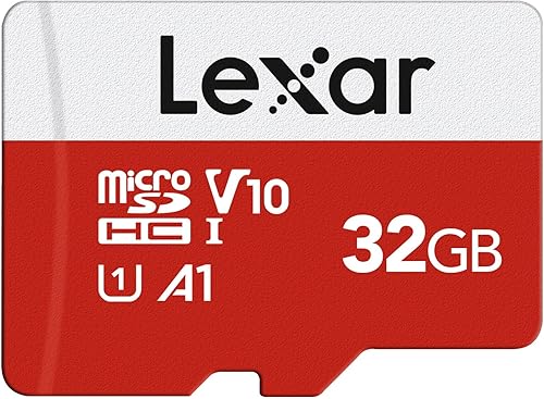 Lexar E-Series 32GB Micro SD Card, tarjeta de memoria flash microSDHC UHS-I con adaptador, 100MBs, C10, U1, A1, V10, Full HD, tarjeta TF de alta