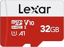 Lexar Cartão micro SD E-Series 32GB, cartão de memória flash microSDHC UHS-I com adaptador, 100 MB/s, C10, U1, A1, V10, Full HD, cartão TF de alta velocidade