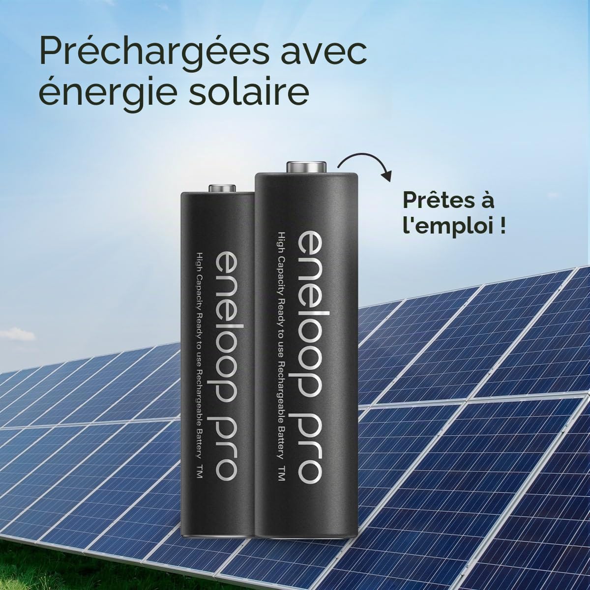 Eneloop Pro, Lot de 8 piles rechargeables AAA/Micro (2 packs de 4), capacité min. 930 mAh, piles Ni-MH, prêtes à l'emploi, rechargeables jusqu'à 500 fois, emballage sans plastique, Pro, noires