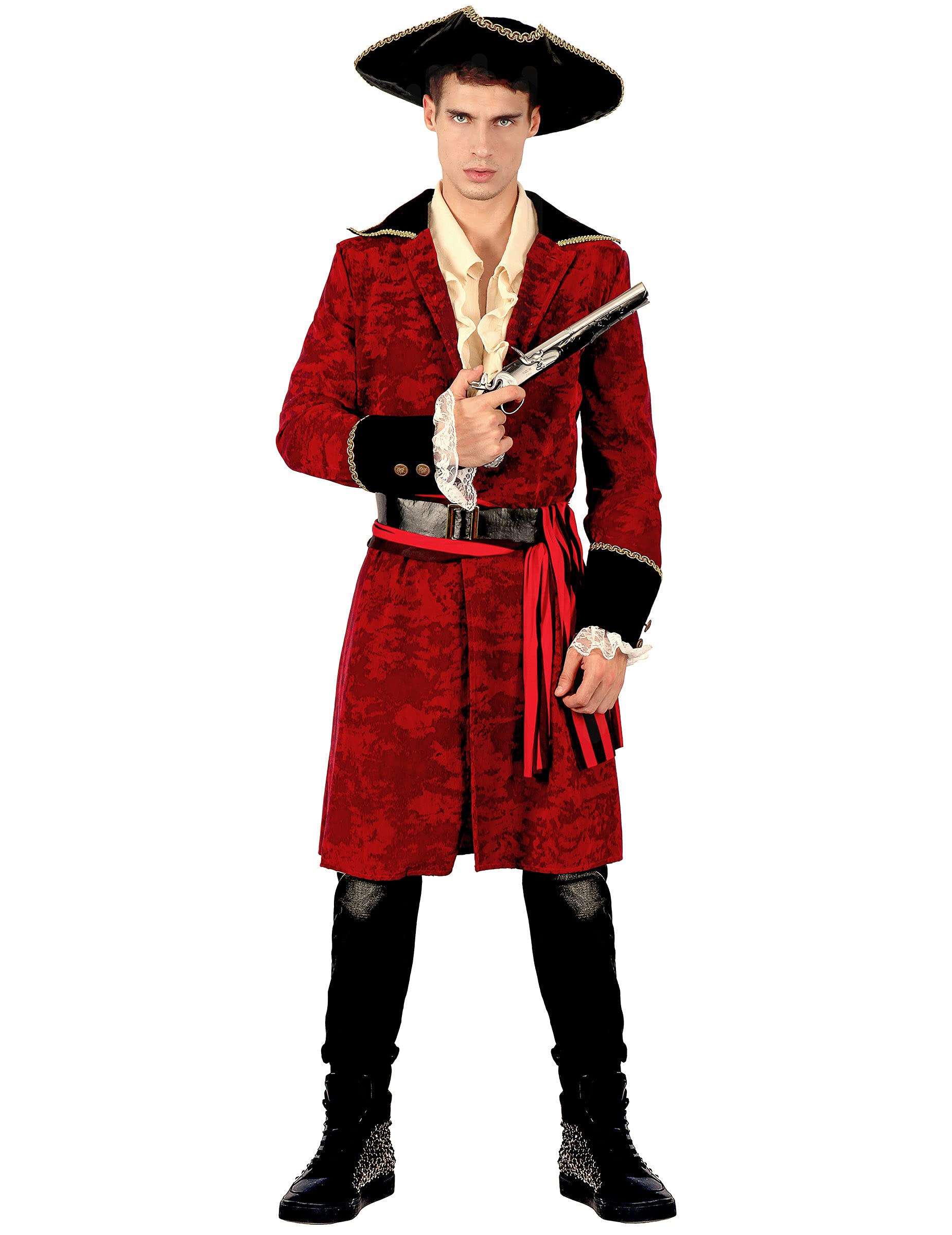 DEGUISE TOI Costume da pirata chic rosso e nero per uomo - XL