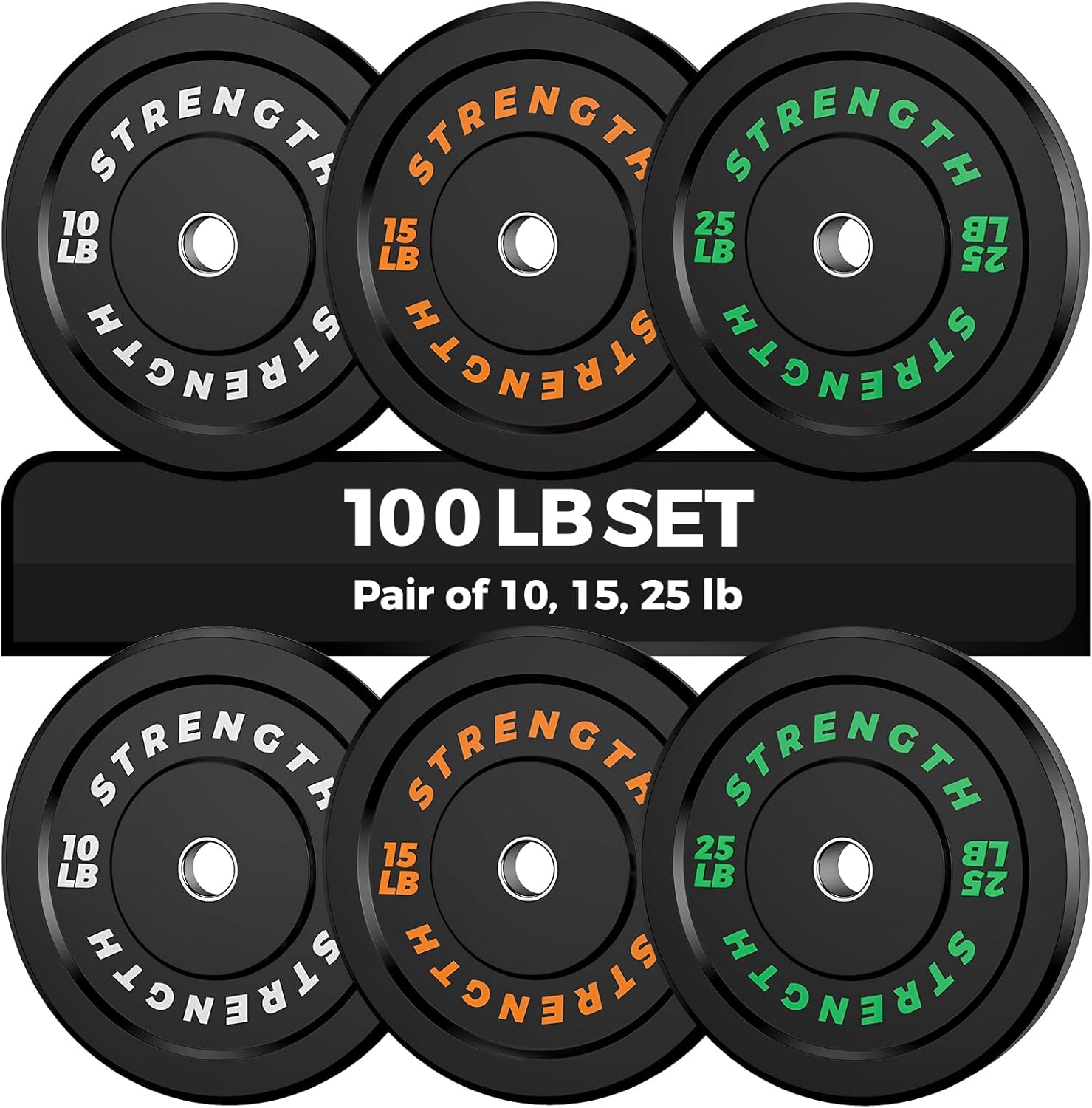 Olympic Rubber Bumper Weight Set – 2 Inch Barbell Plates for Home Gym Strength Training