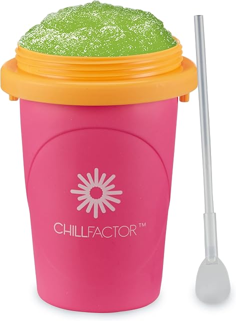ChillFactor slushy maker Neon Pink - Reusable slushy maker cup, homemade slushies. Squeeze cup slushy maker Kitchen toys