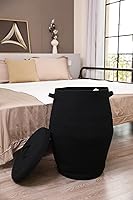 Vista 3 de Cesta alta de cuerda de algodón hecha a mano de 26"x20" con tapa, elegante forma de frasco con cubierta, cesto para ropa con tapa, para dormitorio