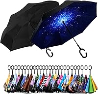 Vista 86 de SIEPASA Paraguas invertido invertido de 49/56 pulgadas, doble toldo extra grande, ventilado, resistente al viento, impermeable, paraguas de golf