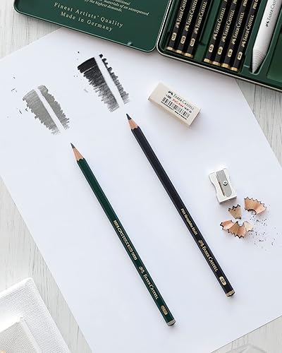 Miniatura 6 de Faber-Castell Pitt - Juego de lápices mate de grafito, lata de metal de 6 lápices de grafito, juego de lápices de dibujo y dibujo (B, 4B, 6B, 8B,