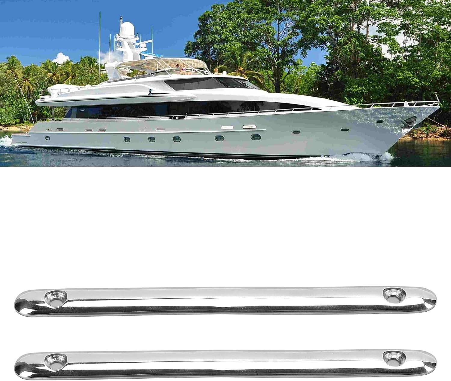 HERCHR 2 Pcs Stainless Steel Rub Strak Marine Boat Dock Guards, 5.9in Polished Line Rub Strakes for Boat Yacht RV Accessories