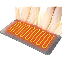 LAMA Electric Heated Foot Warmer, Double Persons Heating Foot Warmers for Men and Women, Rapid Foot Heating Pad with 6 Level Temp &amp; 4 Timers for Bed/Christmas/Home/Office, Detachable,Washable,Grey