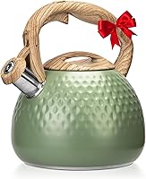 Vista 11 de Tetera de acero inoxidable de 2.5 cuartos de galón, tetera silbadora para estética de la parte superior de la estufa, hervidores de agua portátiles