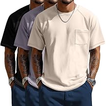 Neer 3 Pack Big and Tall Shirts for Men with Pocket XL-5XL Plus Size Crew Neck Raglan Short Sleeve Summer Casual T Shirts Tee