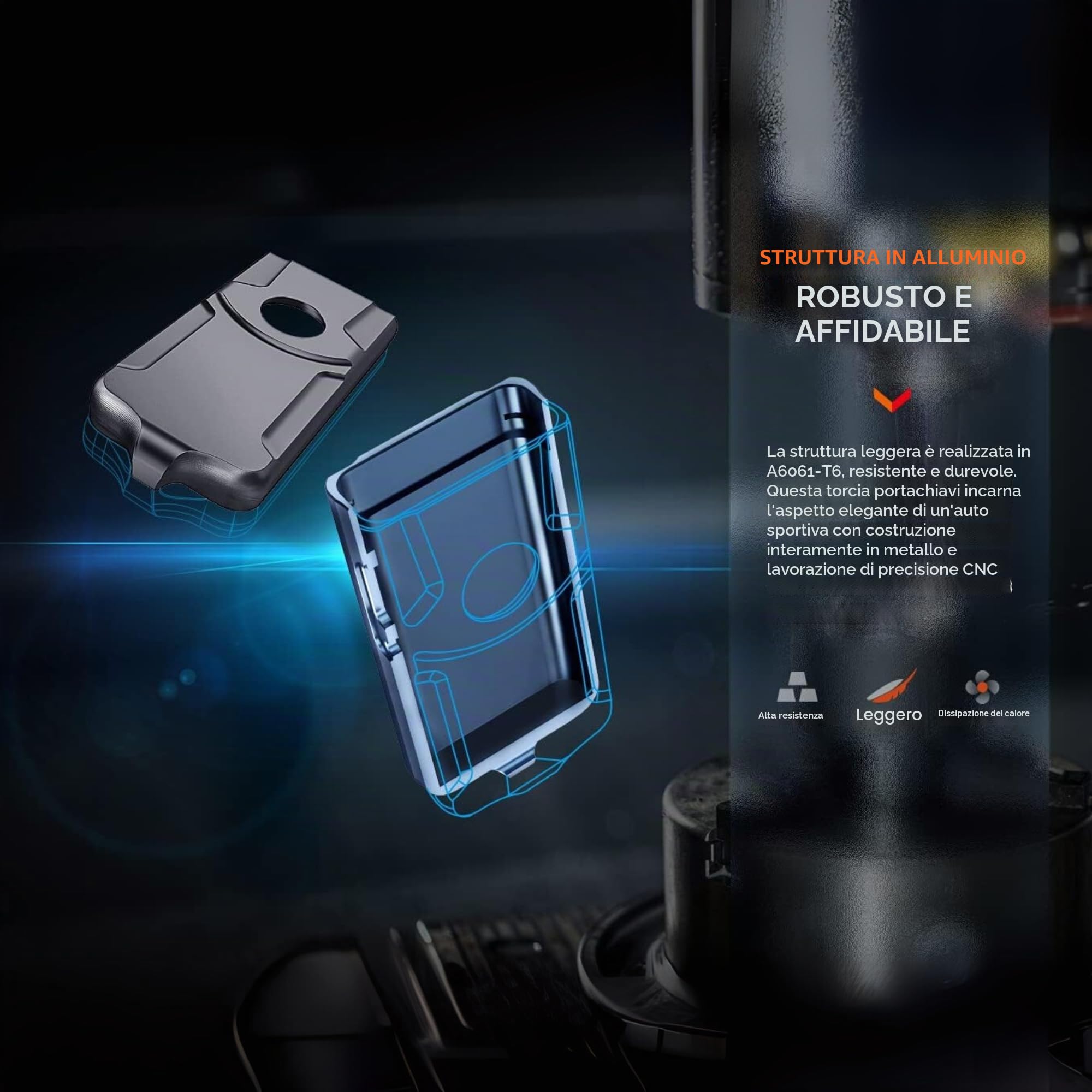 fenix Torcia portachiavi ricaricabile blu E03R v2.0