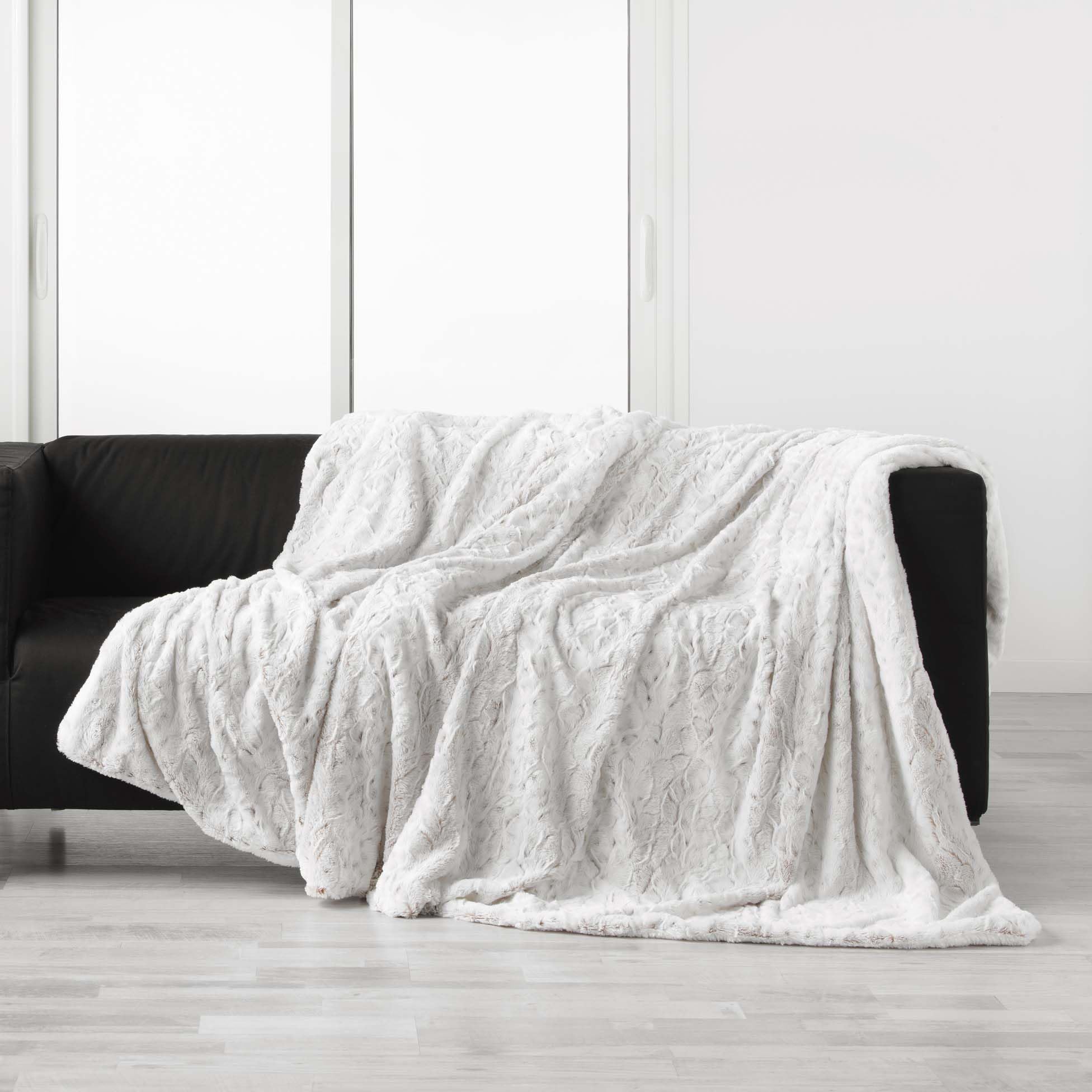 Douceur d'Intérieur, Alaska Warm Winter Blanket XXL (220 x 240 cm) Alaska Faux Fur and Sherpa