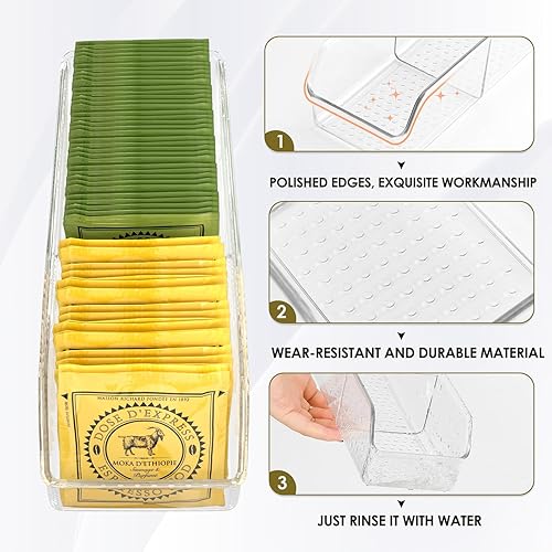 Vista 2 de MaxGear Organizador de bolsas de té de plástico transparente para despensa, cocina, gabinete, encimera, 1 paquete