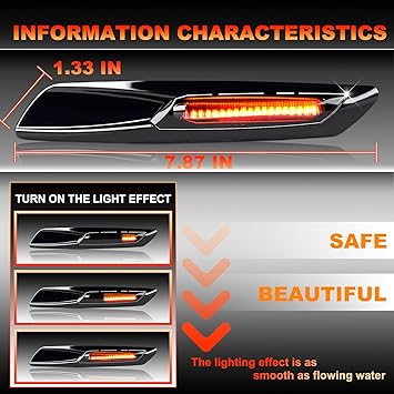 Amber Front Sequential LED Side Marker Lights Smoked Lens Turn Signal Lamp Compatible With BMW 1 3 5 Series E82 E88 E90 E91 E92 E93 E60 E61 Black Chrome(2PCS)