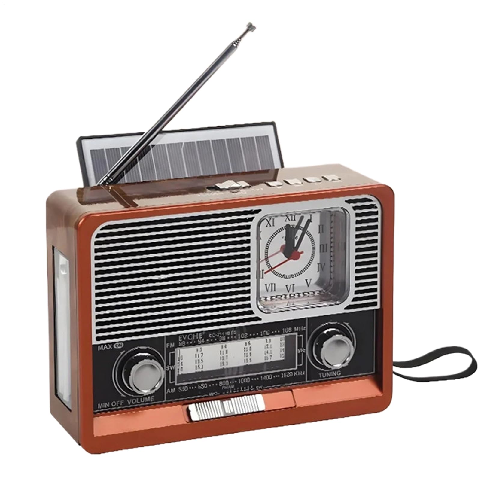 Radio solare - Radio vintage con lampada tascabile, lunga durata per campeggio, esterno, casa, festa, auto e camera da letto
