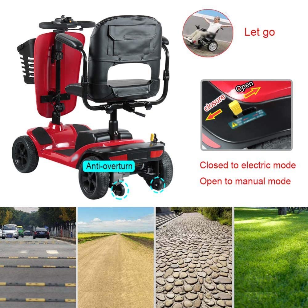 Silla de ruedas liviana, ruedas eléctricas livianas, scooter eléctrico para adultos, scooter de movilidad eléctrica, scooter de viaje para personas mayores, plegable, pasamanos que se puede abrir, a