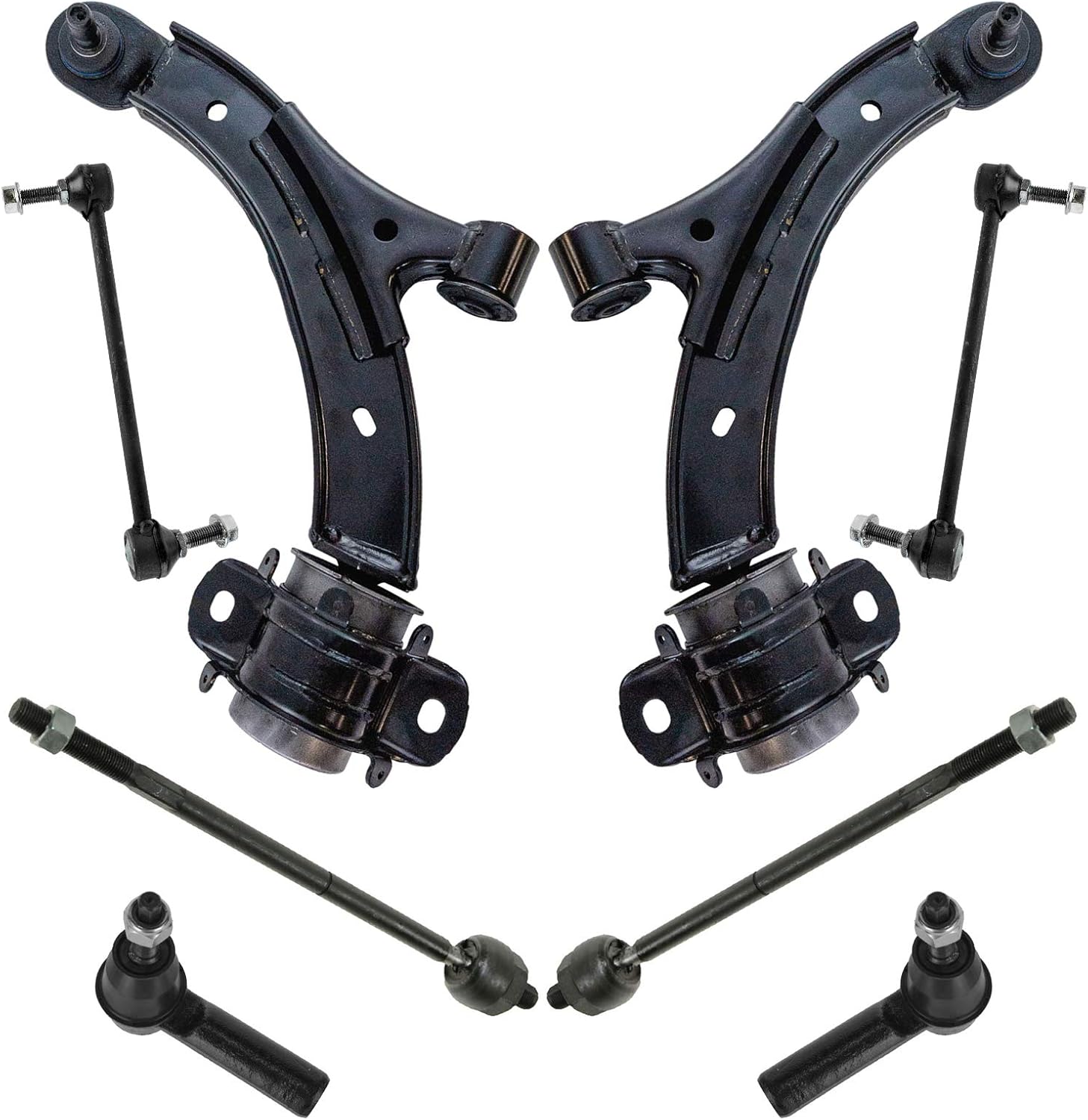 TRQ Front Steering & Suspension Kit Control Arm with Ball Joint Sway Bar Stabilizer Link Tie Rod Compatible with 2010 Ford Mustang