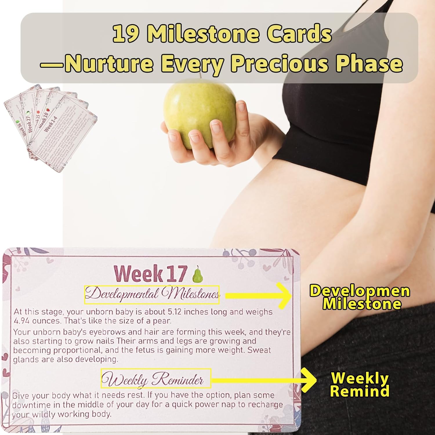 Garybank New Mom Gifts 2024- Love at First Sight Ultrasound Picture Frame, w/ Weekly Pregnancy Milestone Cards & Pregnant Activities Cards, Gender Reveal Pregnancy Gifts for Pregnant Women from Sister - Image 5