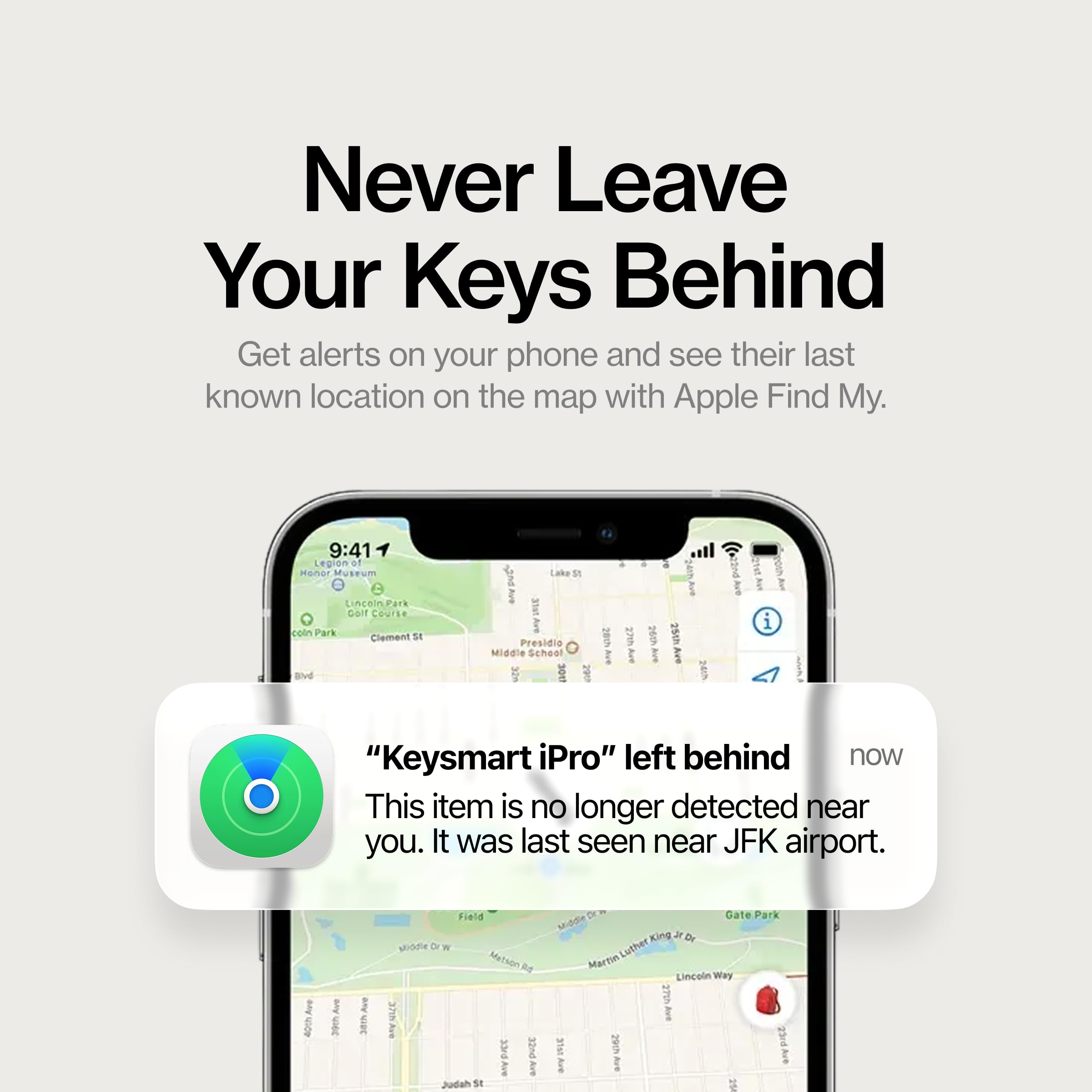 KeySmart iPro - Localizador de llaves con sonido, llavero compatible con Apple Find My App, organizador de llaves, rastreador compacto sin desorden, regalos tecnológicos para hombres (hasta 14 llaves