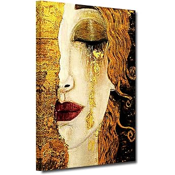 ZHONGYUTONG Gustav Klimt Teardrop Painting on Canvas Famous Abstract Art Print with Frame Poster Wall Picture for Living Room Decoration 40 x 60 cm