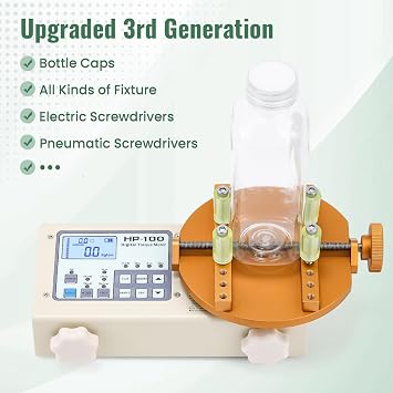 Huanyu Digital Torque Meter Digital Bottle Cap Torque Tester Screw Driver Wrench Measure Tester for Bottle Caps Electric Screwdrivers Pneumatic Screwdrivers (HP100 + Test Plate)