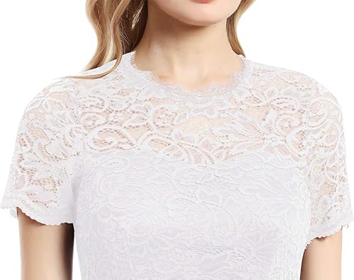 Miniatura 6 de Dressystar Vestido largo formal para mujer, encaje floral, manga corta, dama de honor, elegante, vestido de fiesta de boda