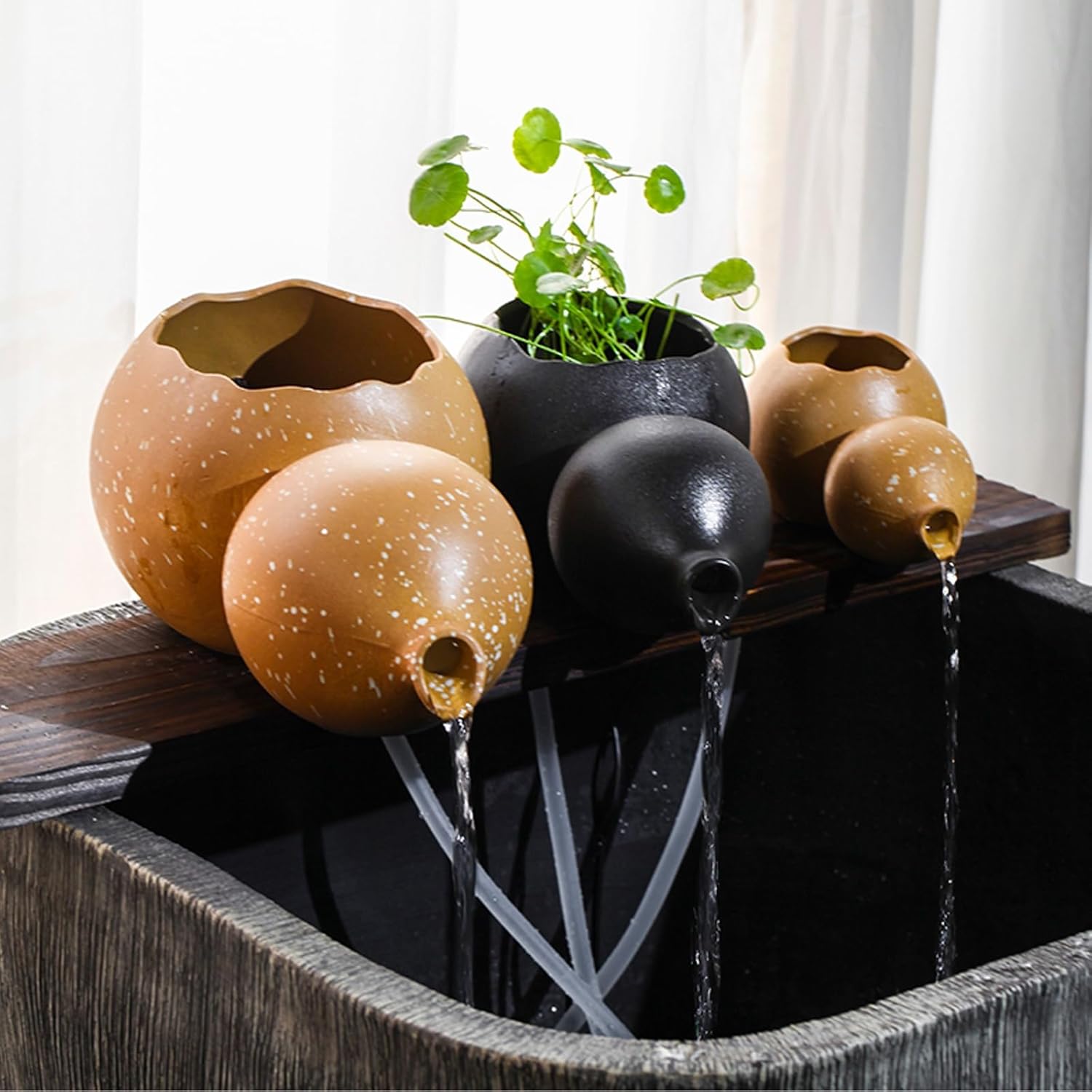 Garden Pond Spitters, Fish Tank Automatic Circulation Water Landscaping Ornaments, Pool Fountains for Above Ground Pools, Garden Decor for Koi Pond(Yellow,31 * 18 * 14cm)