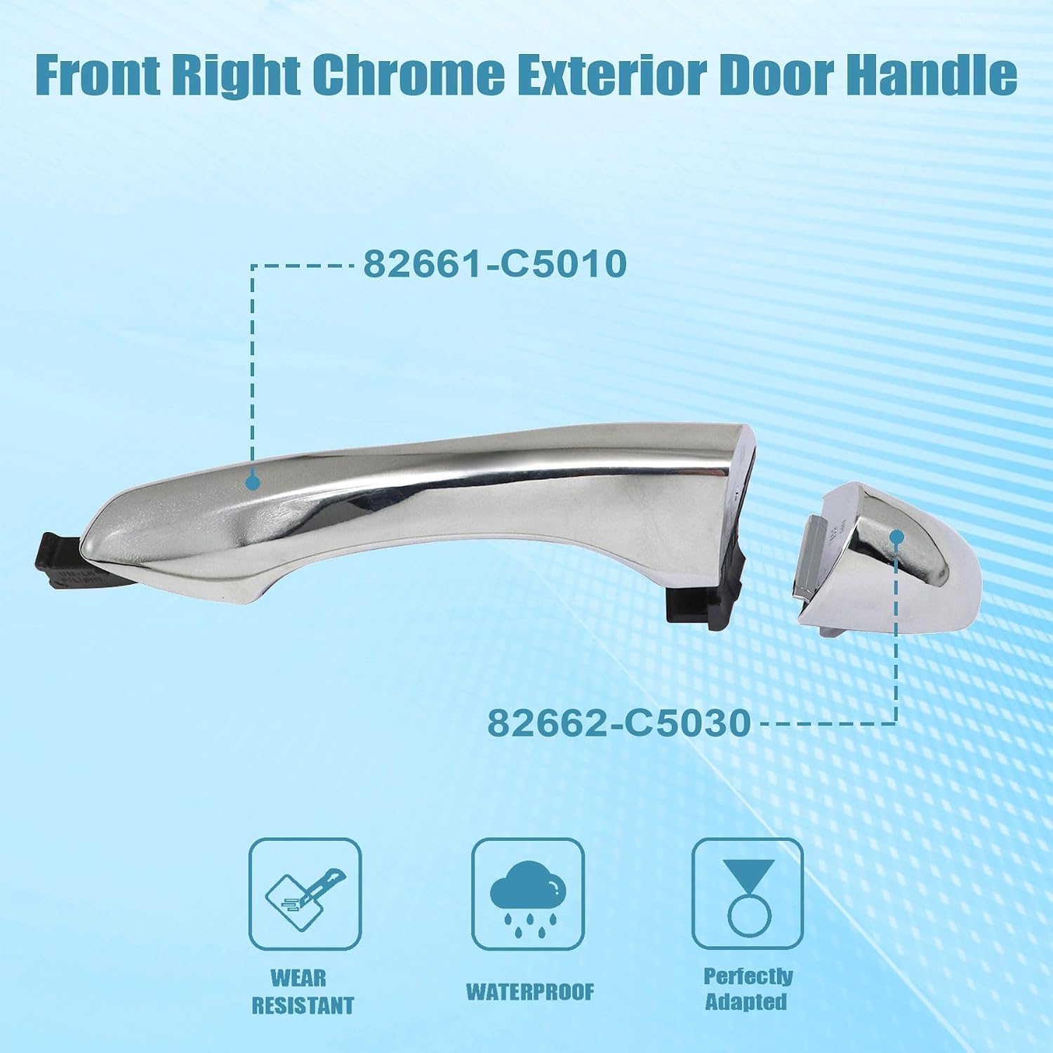Priprilod Rear Left Driver Side Exterior Door Handle Chrome Compatible with Kia Sorento 2016-2020 Without Smart Key Hole Replaces 82651-C5010