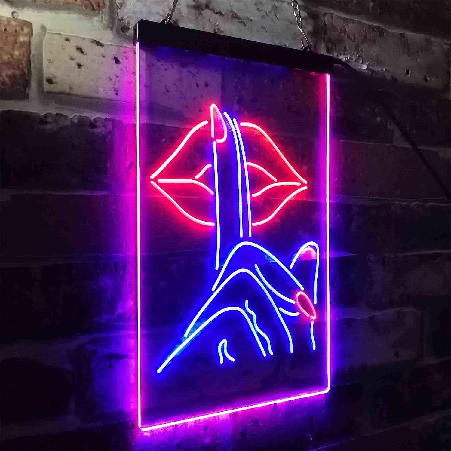 ADVPRO Nail On Lip Beauty Salon Dual Color LED Neon Sign Blue & Red 12" x 16" st6s34-i3429-br