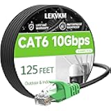 LEKVKM Cat 6 Ethernet Cable 125 ft High Speed 23AWG RJ45 Internet Cable for Outdoor & Indoor Support CAT6 Network Solid Black Computer LAN for PC，125FEET Green Head