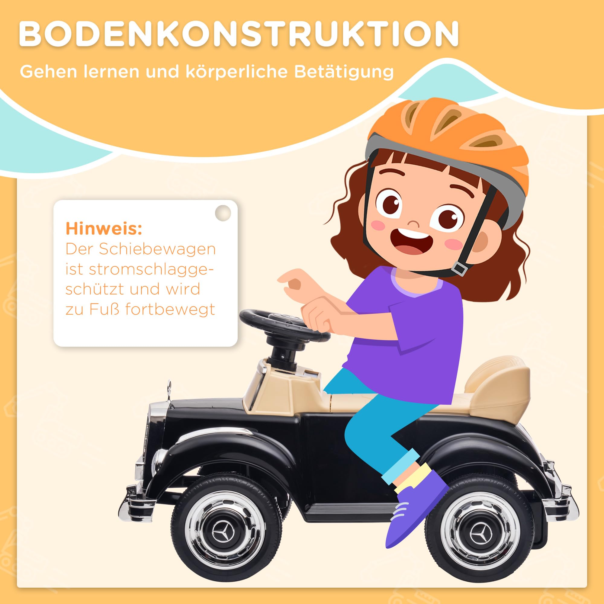 AIYAPLAY Rutschauto, Kinderfahrzeug, Rutscherfahrzeug mit Stauraum, Kinderauto mit Kippschutz Rutscher für 18-48 Monaten Kinder, Schwarz, 77,5 x 41,5 x 45 cm